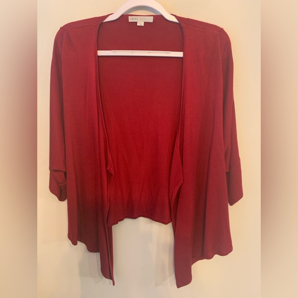 CLEO Women's Red Open Front Sweater